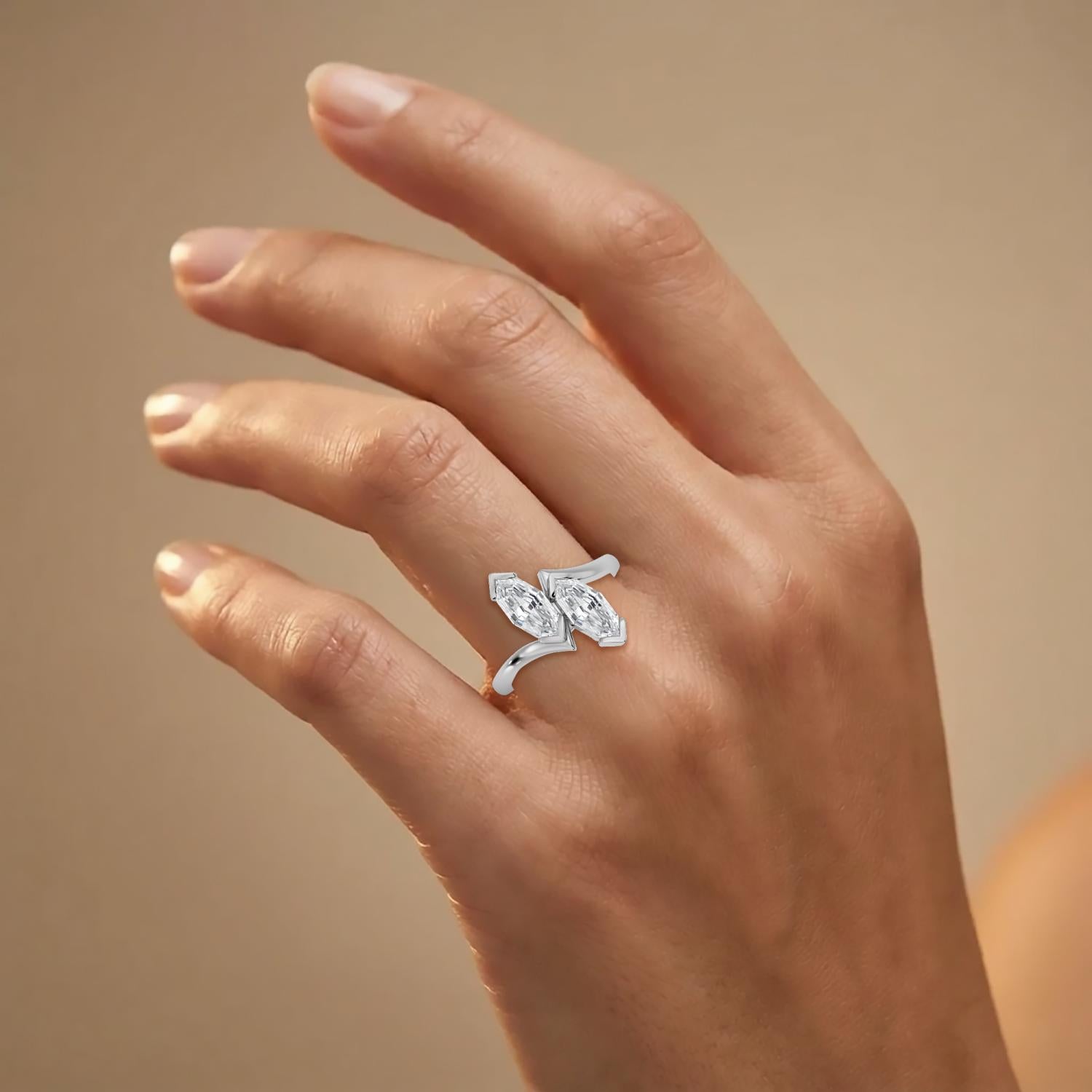 10K White Gold Lab Grown Diamond RING 1.60 ctw SJR61737SMQ-1.63CT
