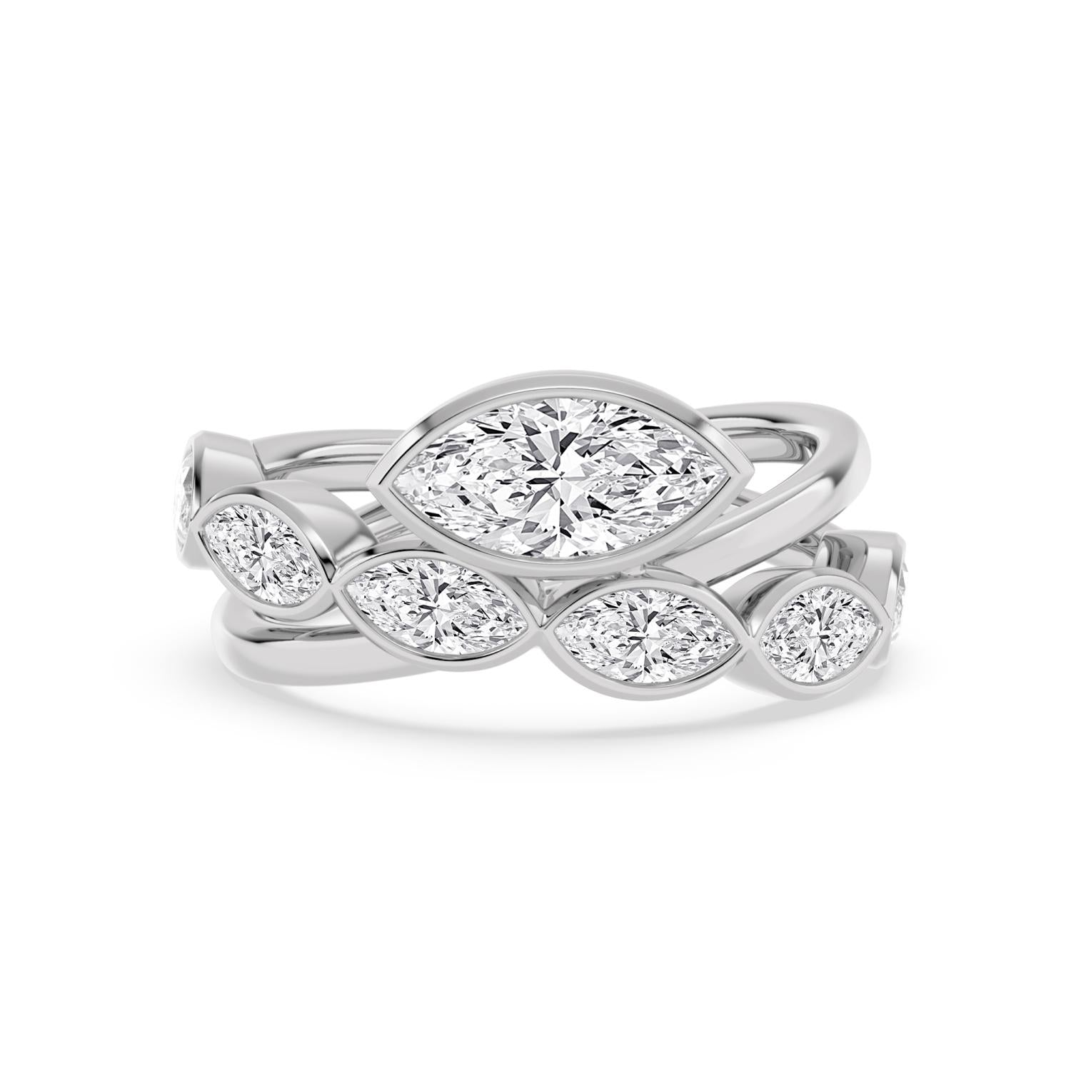 14K White Gold Lab Grown Diamond RING 2.28 ctw SJR62421MQ-1.00CT