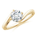 Lab-Grown Round Diamond Bypass Solitaire Engagement Ring — 14ct Yellow Gold