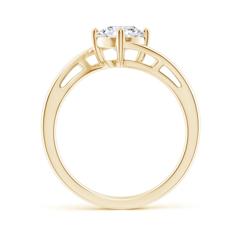 Lab-Grown Round Diamond Bypass Solitaire Engagement Ring — 14ct Yellow Gold