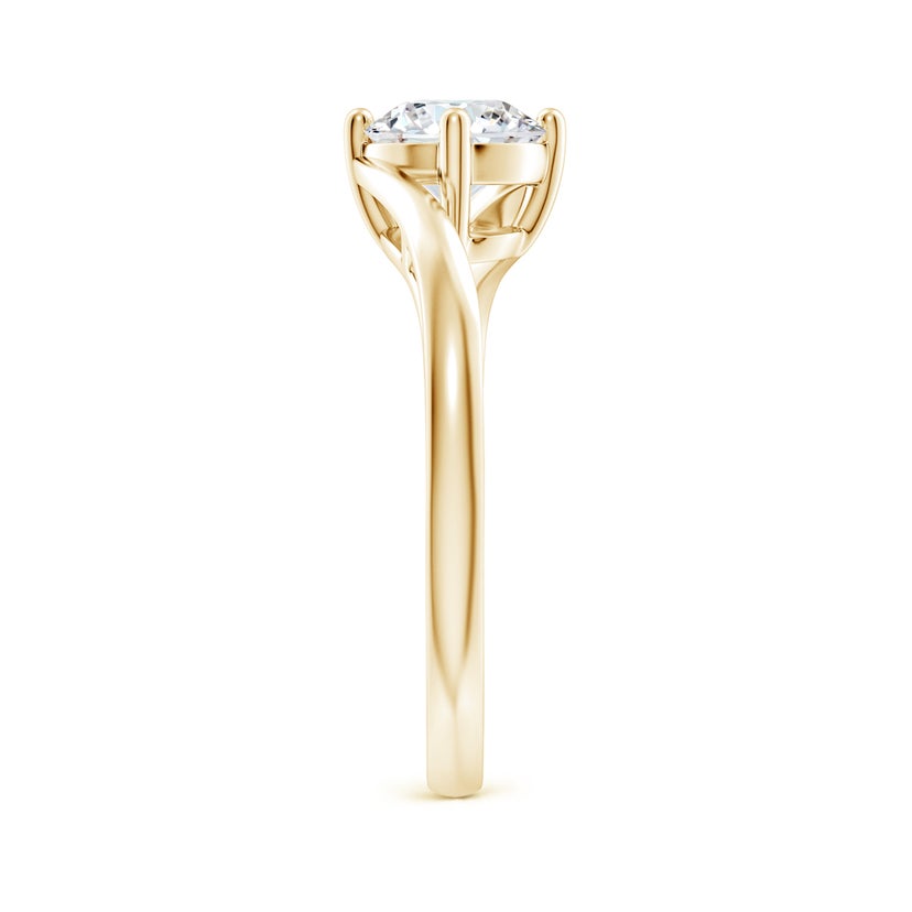 Lab-Grown Round Diamond Bypass Solitaire Engagement Ring — 14ct Yellow Gold