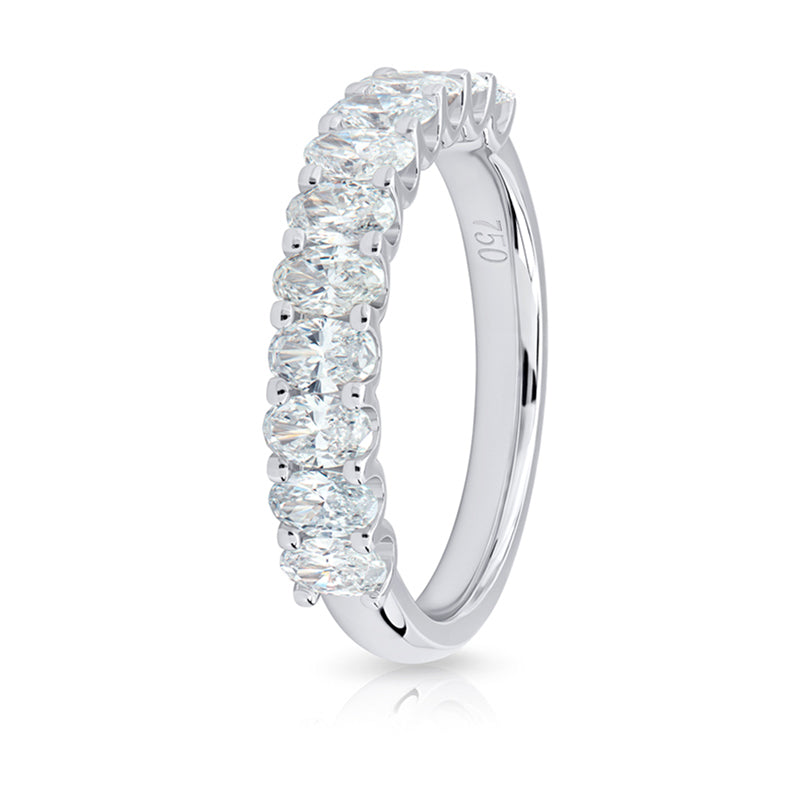 11 Stone Oval U Shape 1.2ct Total Lab Diamond Ring — 18ct White Gold
