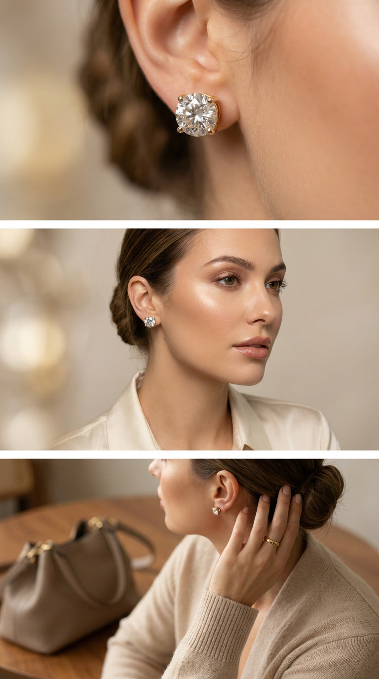 3.08 CT diamond stud lifestyle