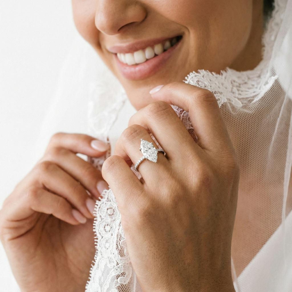 MARA LUNA — 3.50ct Marquise Cut Lab-Grown Diamond Cathedral Solitaire (18ct White Gold)