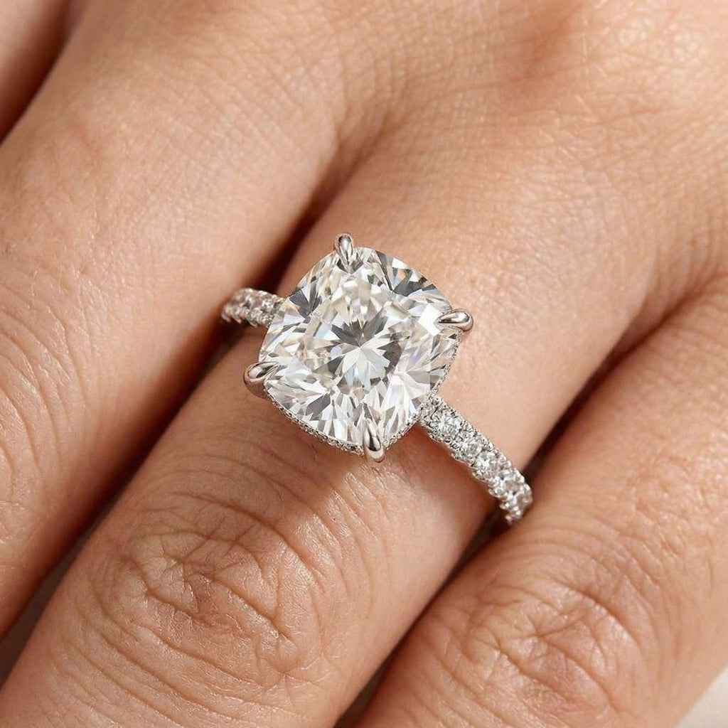 2.97ct Cushion Cut Lab-Grown Diamond Parker Grace with Hidden Halo — 18ct White Gold