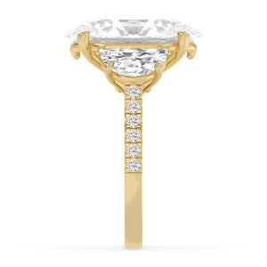 18K Yellow Gold Lab Grown Diamond Engagement Ring — 11.35 ctw Oval & Half Moon Three-Stone
