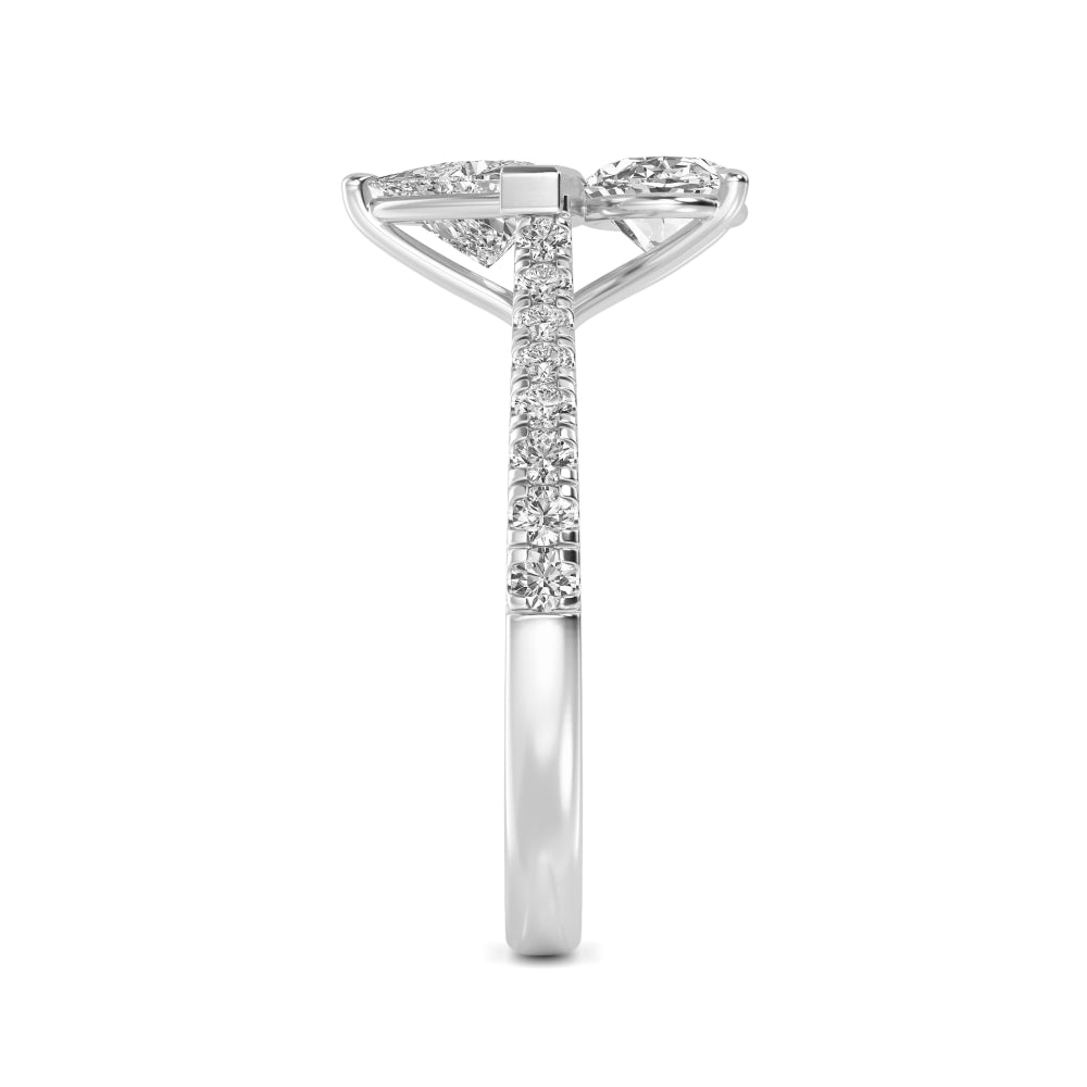 14ct Lab Grown Diamond Toi Et Moi Ring — 2.00ctw Pear & Trillion (14ct Yellow / White / Rose Gold)