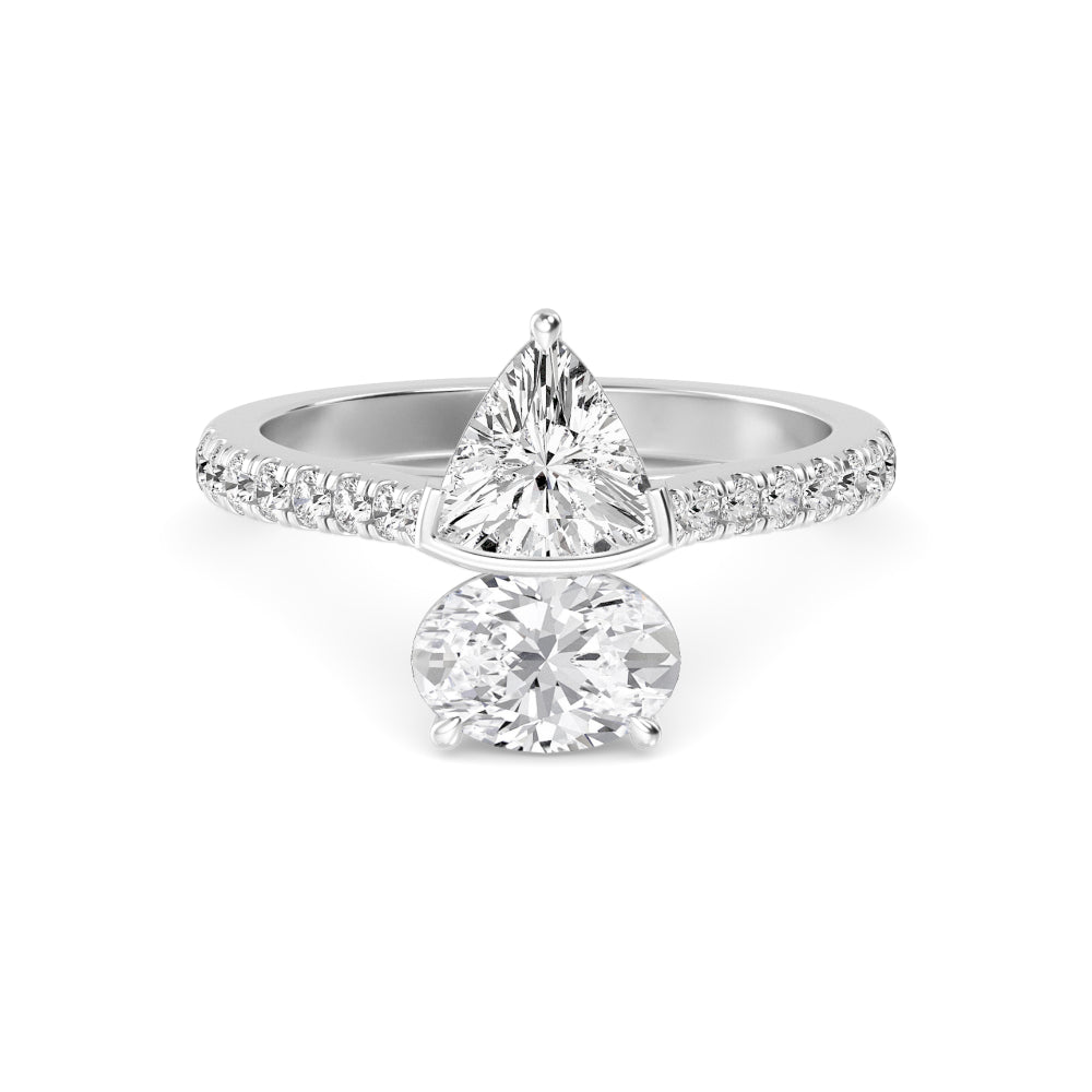 14ct Lab Grown Diamond Toi Et Moi Ring — 2.00ctw Pear & Trillion (14ct Yellow / White / Rose Gold)