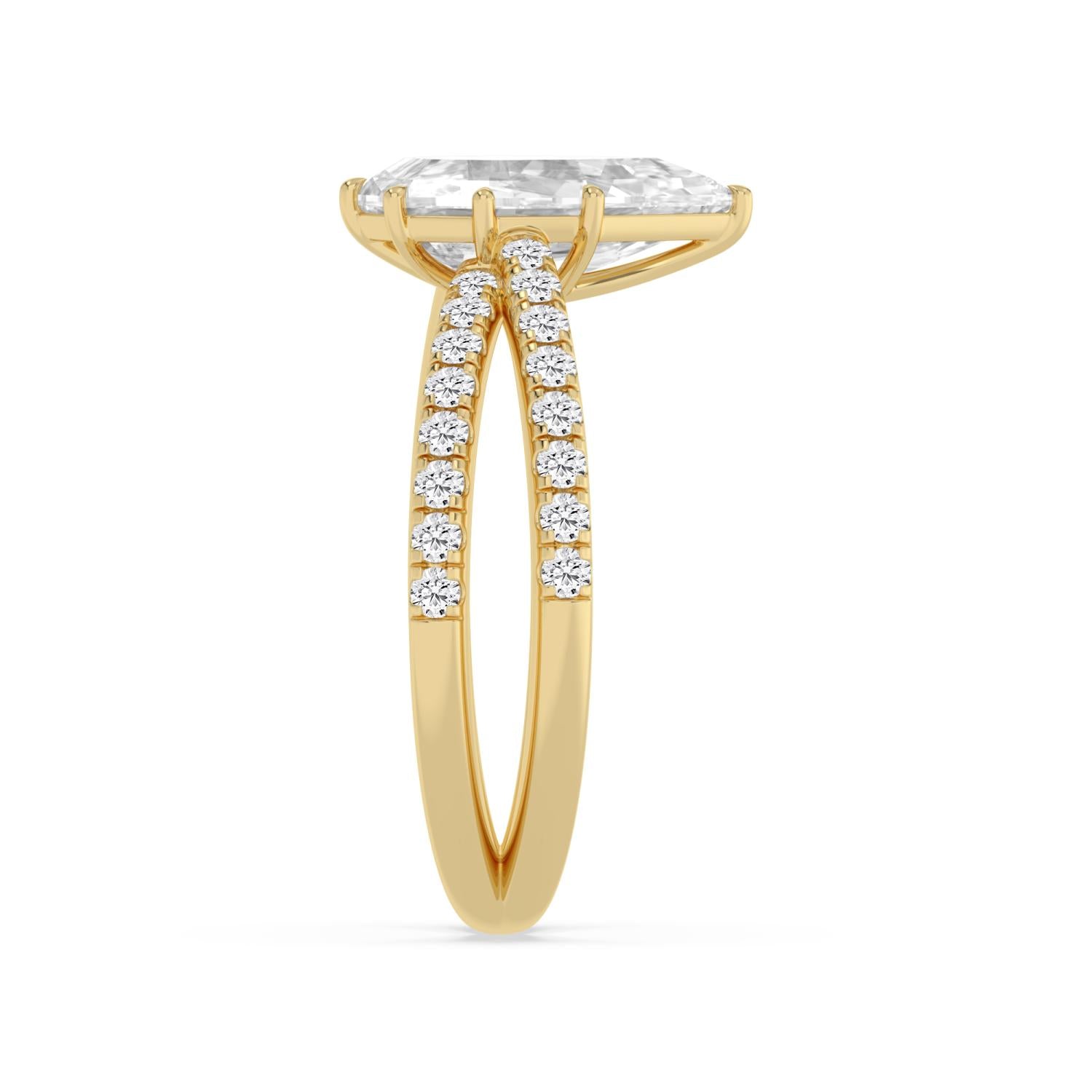 14ct Lab Grown Diamond Toi Et Moi Ring — 2.00ctw Pear & Trillion (14ct Yellow / White / Rose Gold)